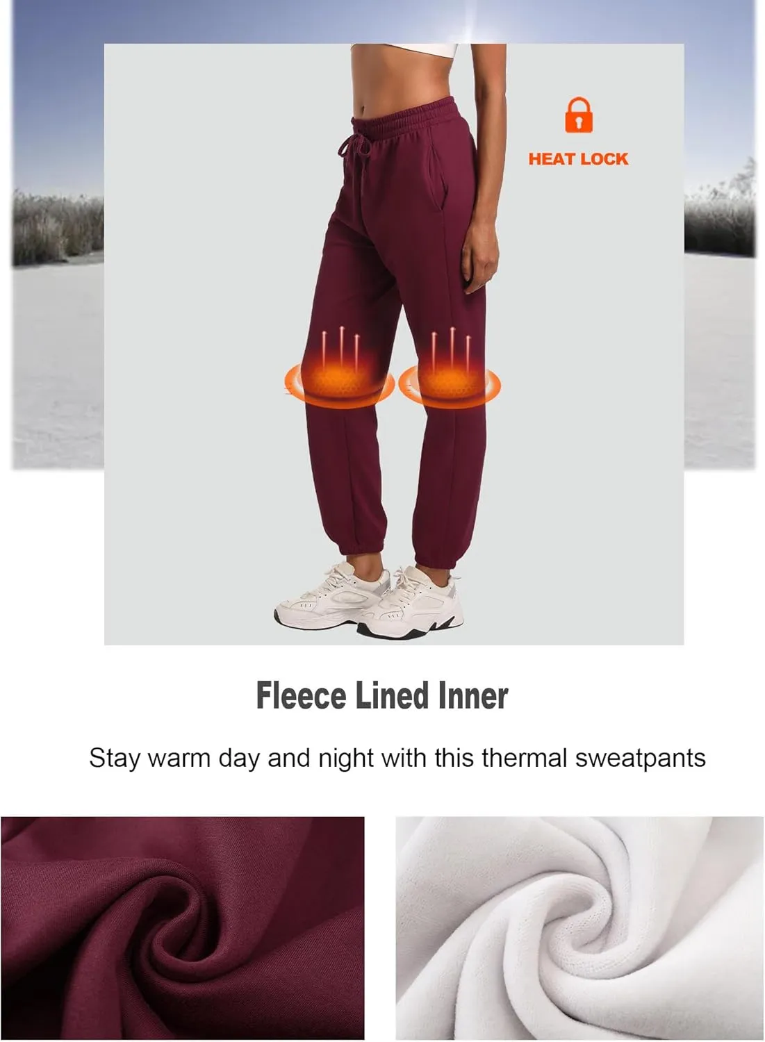 1/3 Pack Women's Fleece Lined Sweatpants Warm Baggy Workout Joggers Sweat Pants with Pockets for Winter