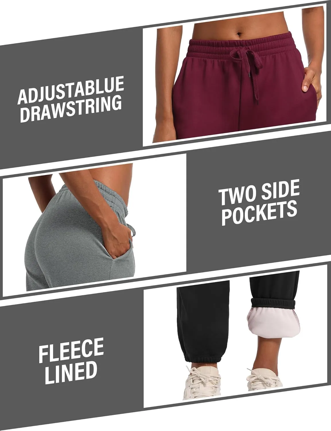 1/3 Pack Women's Fleece Lined Sweatpants Warm Baggy Workout Joggers Sweat Pants with Pockets for Winter