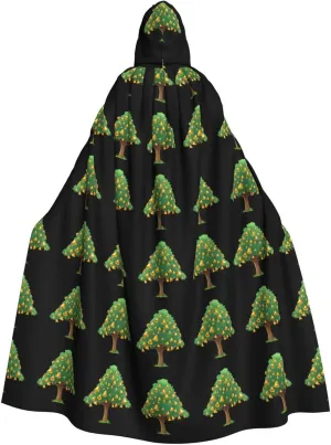 A big tree full of small bells Prints Halloween Adult Hooded Cloak for Costume Parties and Theme Events