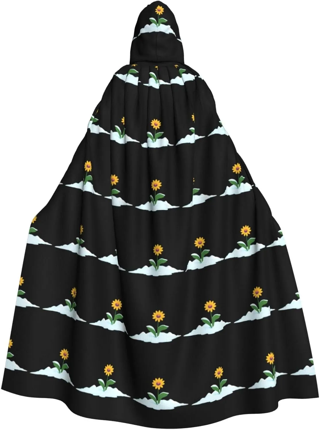 A flower stuck in a snow pile Prints Halloween Adult Hooded Cloak for Costume Parties and Theme Events