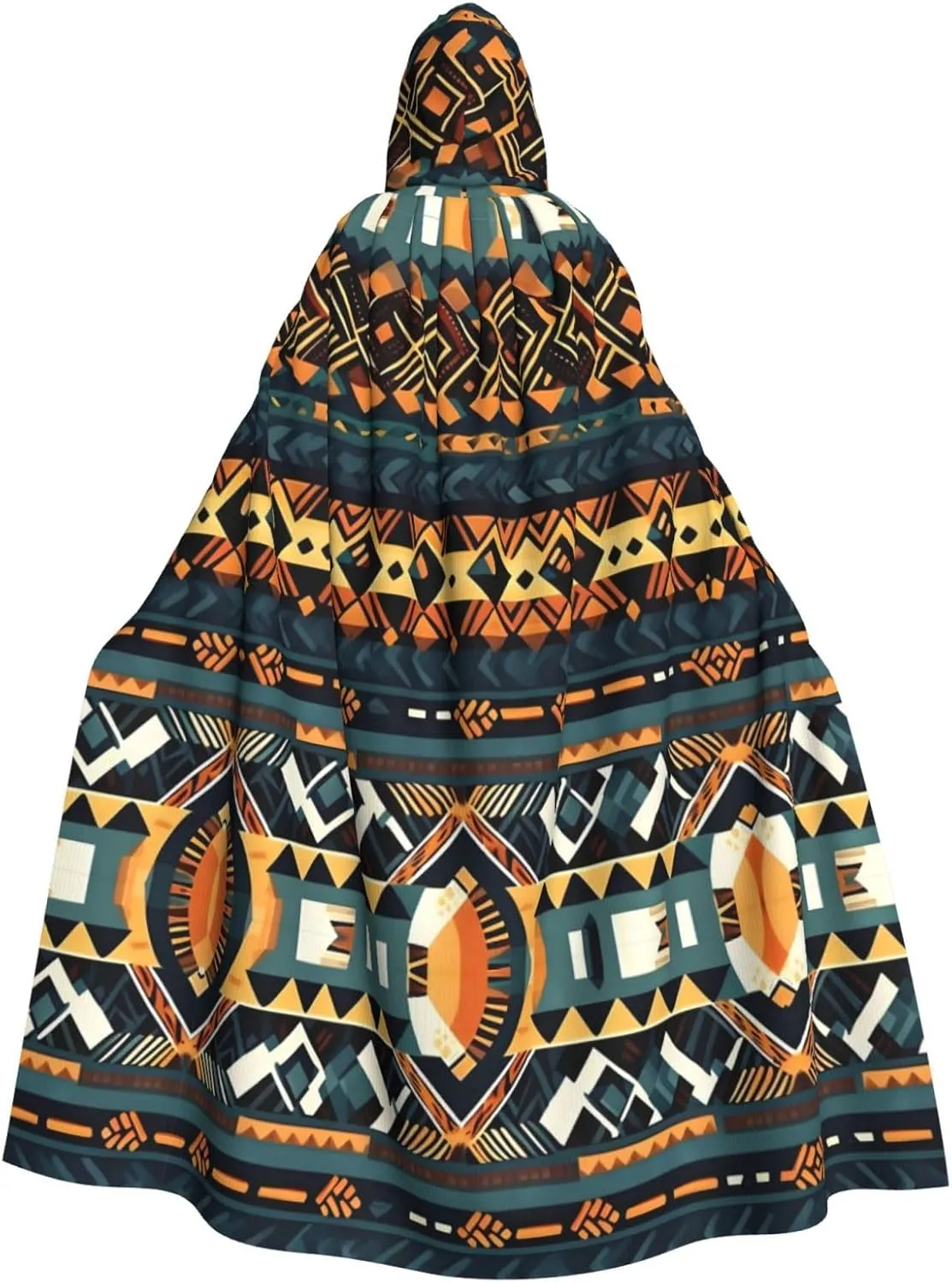 African Tribal Ethnic Texture Picture Adult Hooded Cape Cloak for Halloween, Role-playing Costumes, and Theme Parties