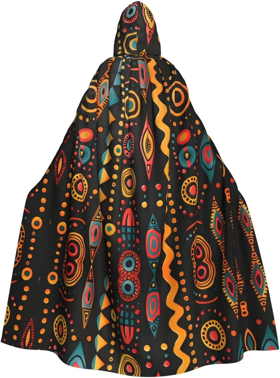 african tribal ethnic texture Prints Halloween Adult Hooded Cloak for Costume Parties and Theme Events