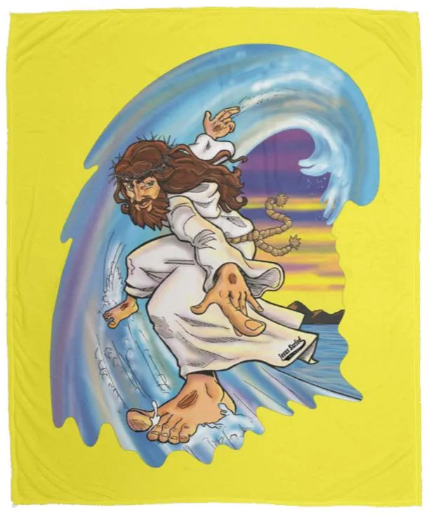 Big Jesus Wave - Cozy Plush Fleece Blanket - 50x60