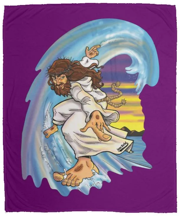 Big Jesus Wave - Cozy Plush Fleece Blanket - 50x60
