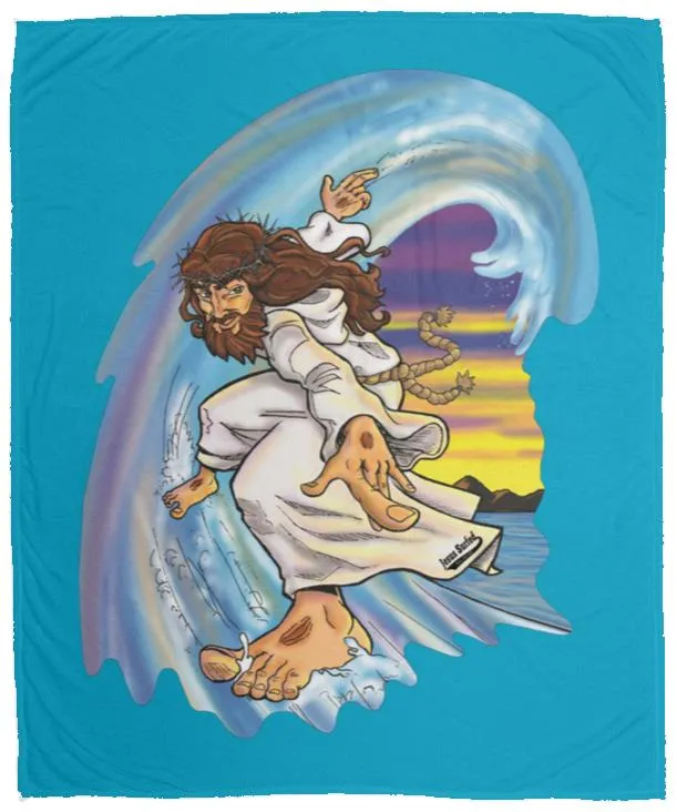 Big Jesus Wave - Cozy Plush Fleece Blanket - 50x60
