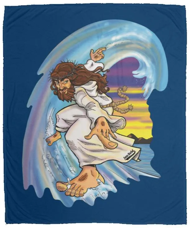 Big Jesus Wave - Cozy Plush Fleece Blanket - 50x60