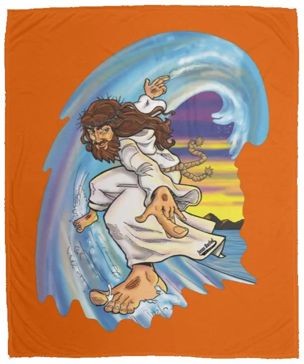 Big Jesus Wave - Cozy Plush Fleece Blanket - 50x60