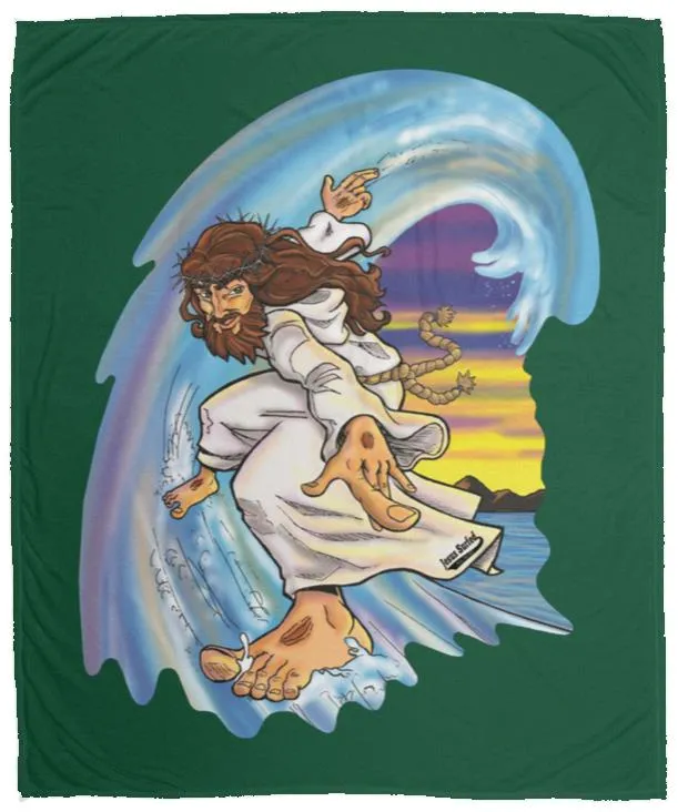 Big Jesus Wave - Cozy Plush Fleece Blanket - 50x60