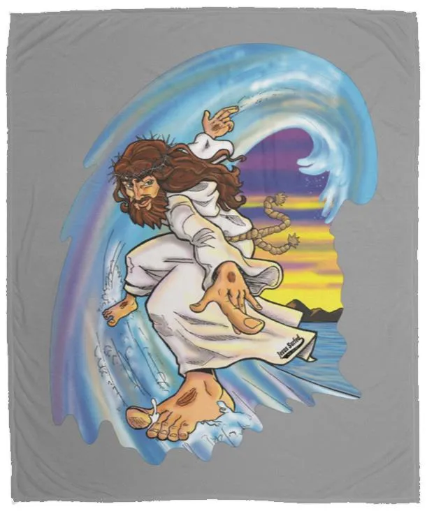 Big Jesus Wave - Cozy Plush Fleece Blanket - 50x60