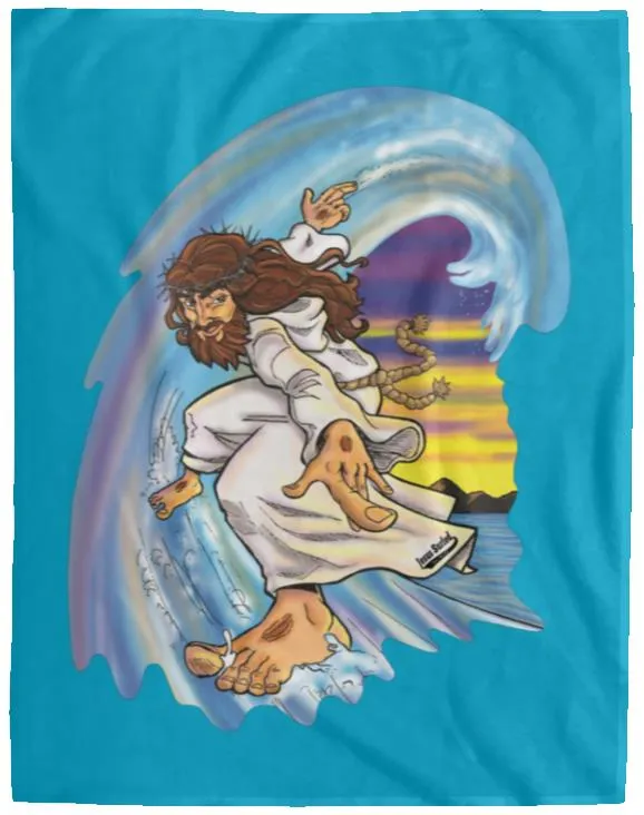 Big Jesus Wave - Cozy Plush Fleece Blanket - 60x80