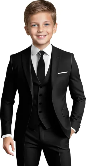 Boys' Formal Suit Set Slim Fit Kids Formal Suits Toddler Tuxedo Wedding Prom Classic Outfit for Teen