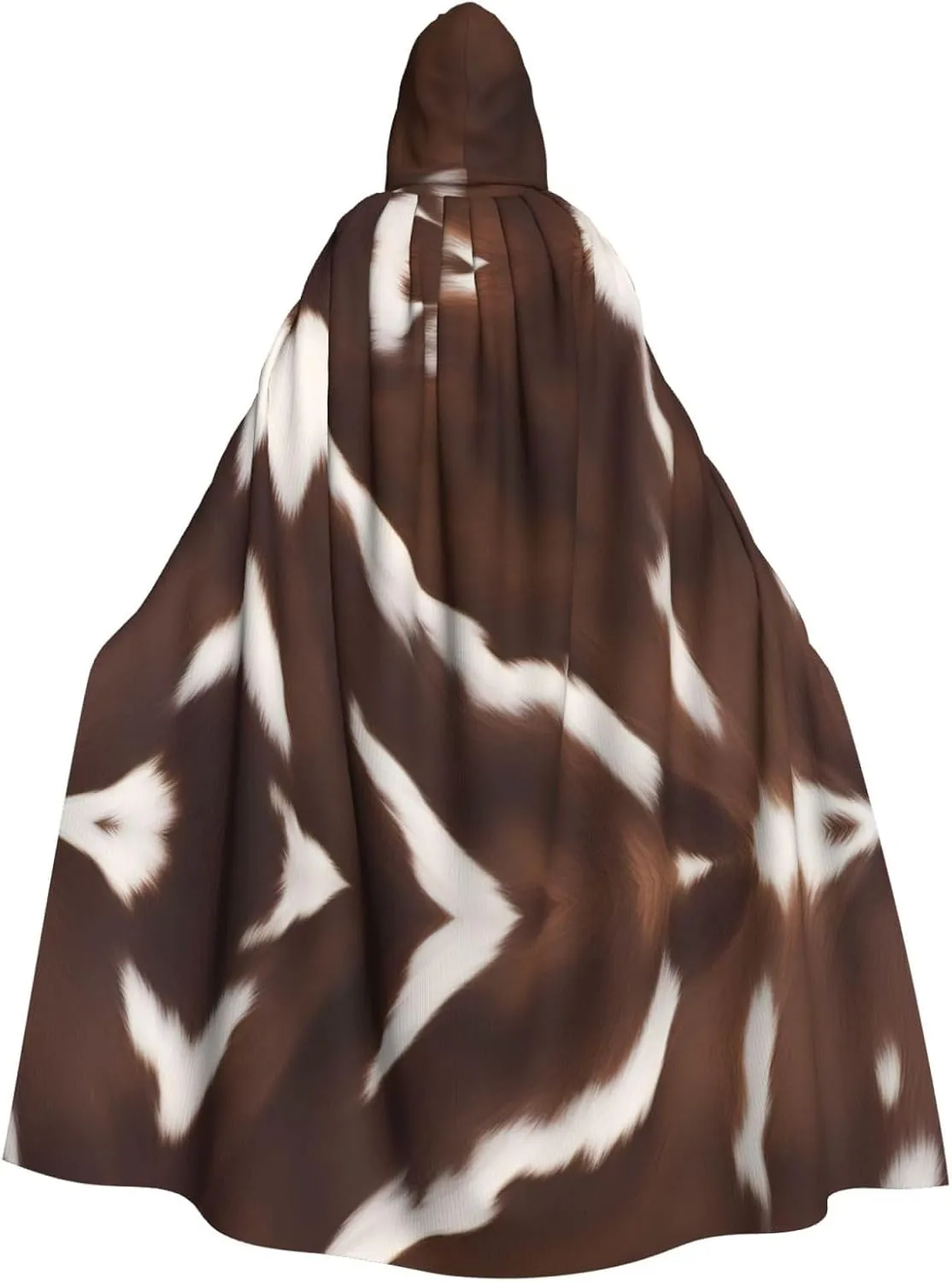 Brown Cowhide Picture Adult Hooded Cape Cloak for Halloween, Role-playing Costumes, and Theme Parties