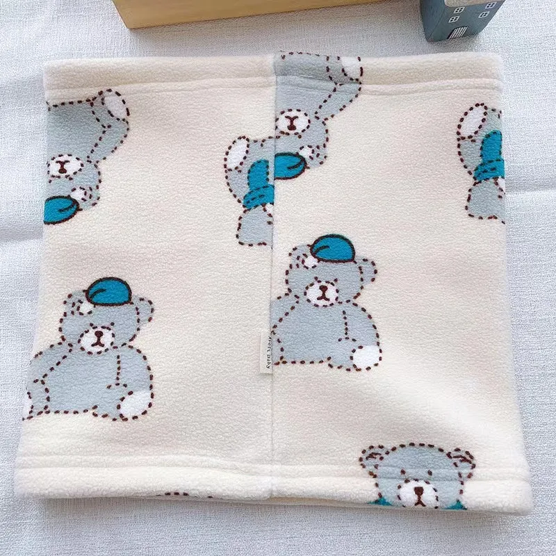 Cartoon Cozy Fleece Hat With Tube Scarf 2-Piece Set