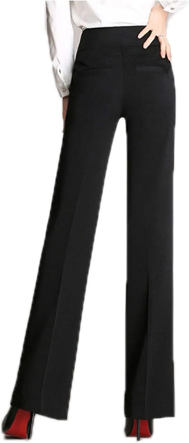 CHARTOU Women's High Waist Double-Button Closure Boot-Cut Dress Pants