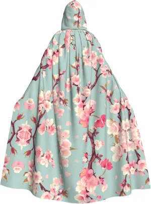 cherry blossom tree branch Prints Halloween Adult Hooded Cloak for Parties and Costumes