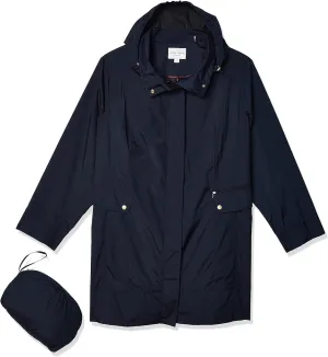 Cole Haan Women's Single Breasted Travel Packable Rain Jacket