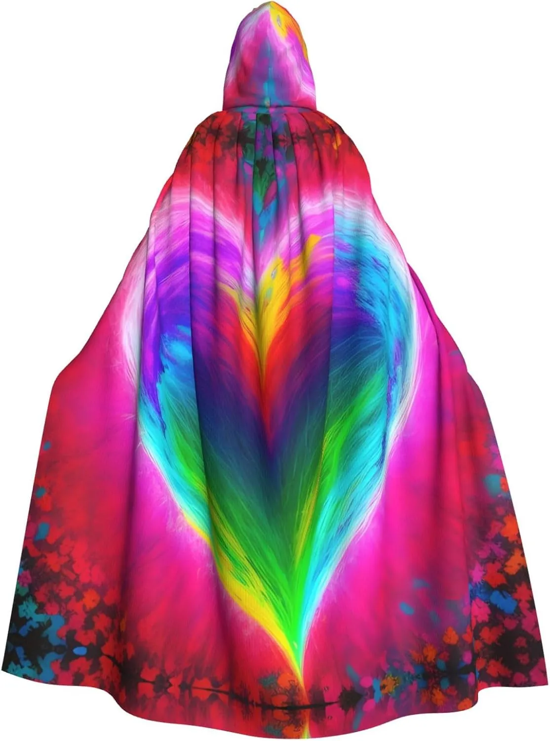 Colorful hearts Prints Halloween Adult Hooded Cloak for Costume Parties and Theme Events