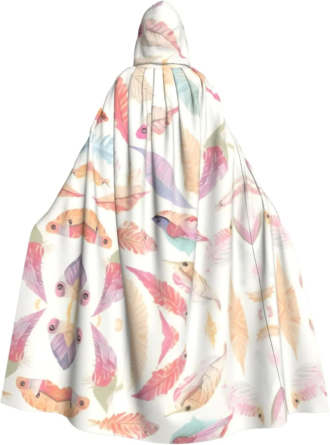 Coloured feathers Picture Adult Hooded Cape Cloak for Halloween, Role-playing Costumes, and Theme Parties