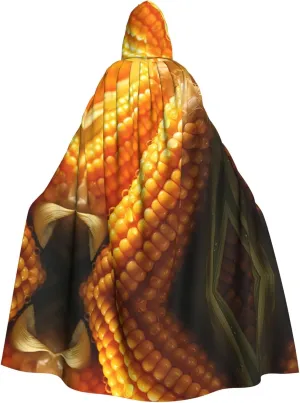 corn Picture Adult Hooded Cape Cloak for Halloween, Role-playing Costumes, and Theme Parties