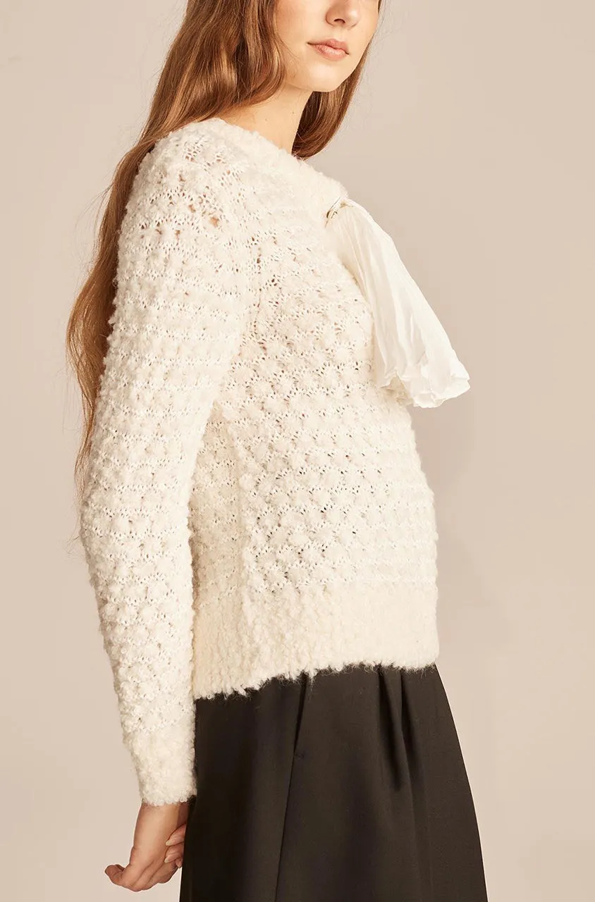 Cotton-Blend Sweater With Removable Bow