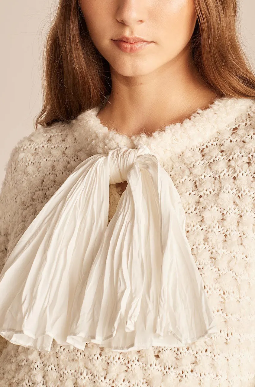 Cotton-Blend Sweater With Removable Bow