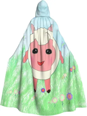cute lamb Prints Halloween Adult Hooded Cloak for Costume Parties and Theme Events