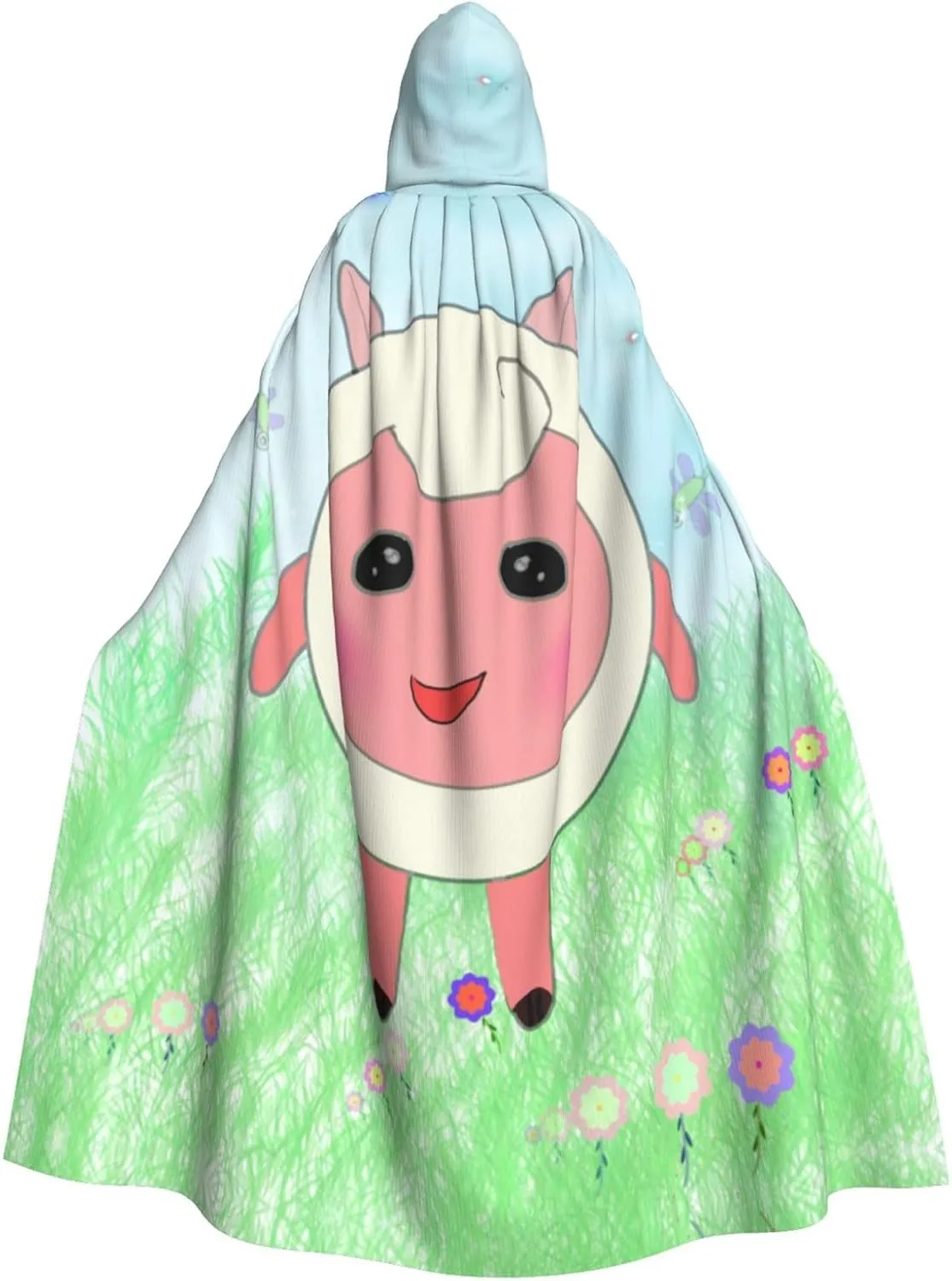 cute lamb Prints Halloween Adult Hooded Cloak for Costume Parties and Theme Events