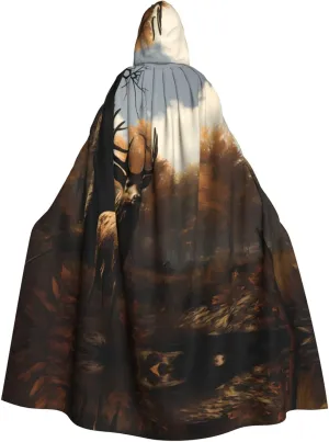 Deer Hunting Prints Halloween Adult Hooded Cloak for Costume Parties and Theme Events