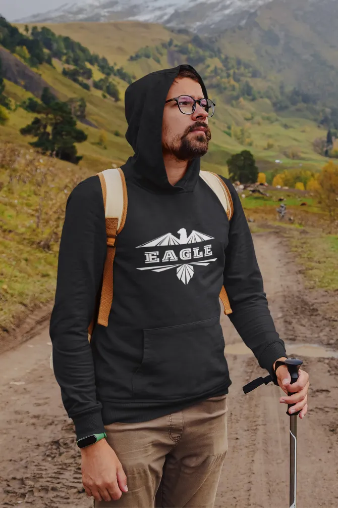 Eagle Black Printed Hoodie for men