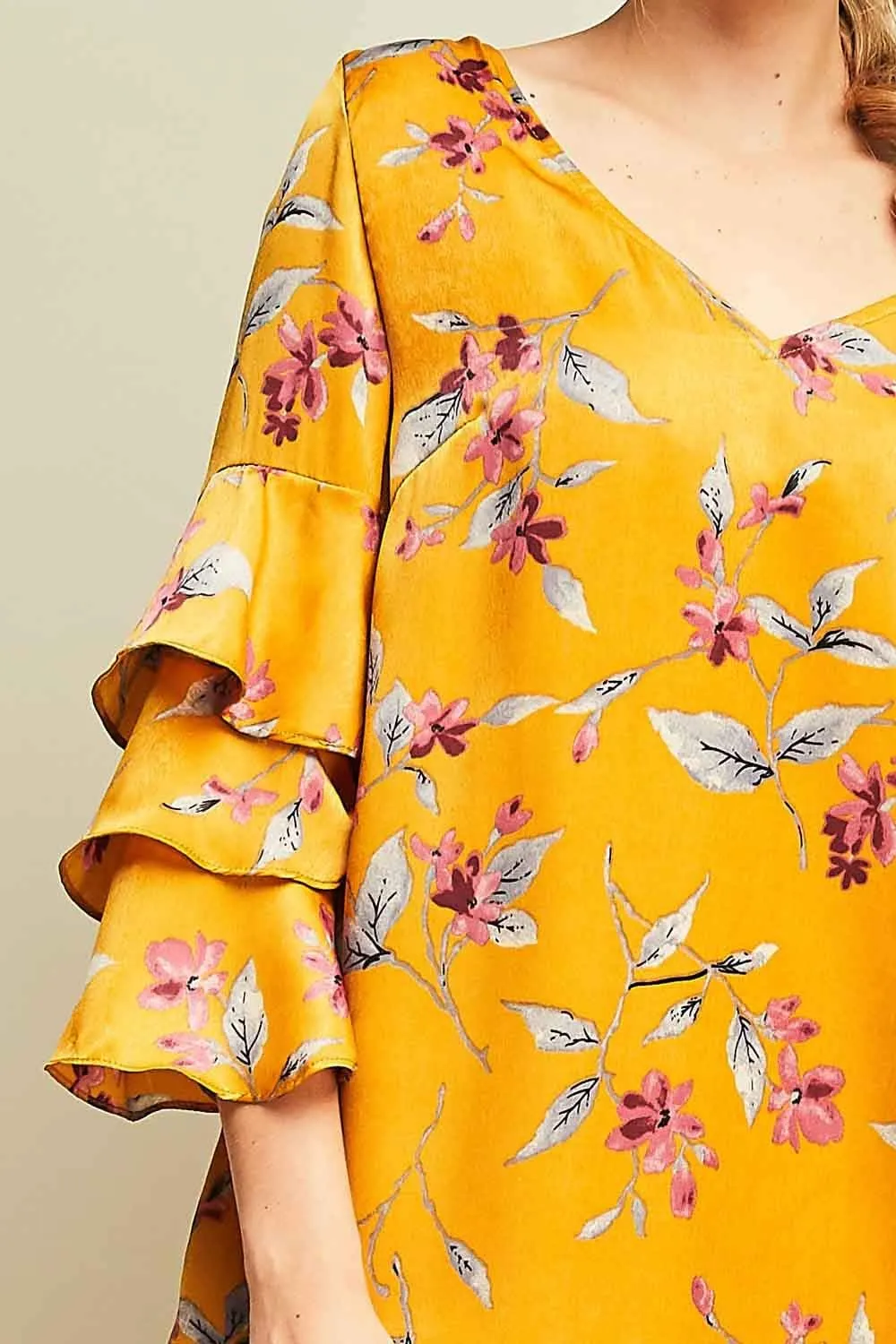 Entro Women's Floral Ruffle Sleeve Mini Dress