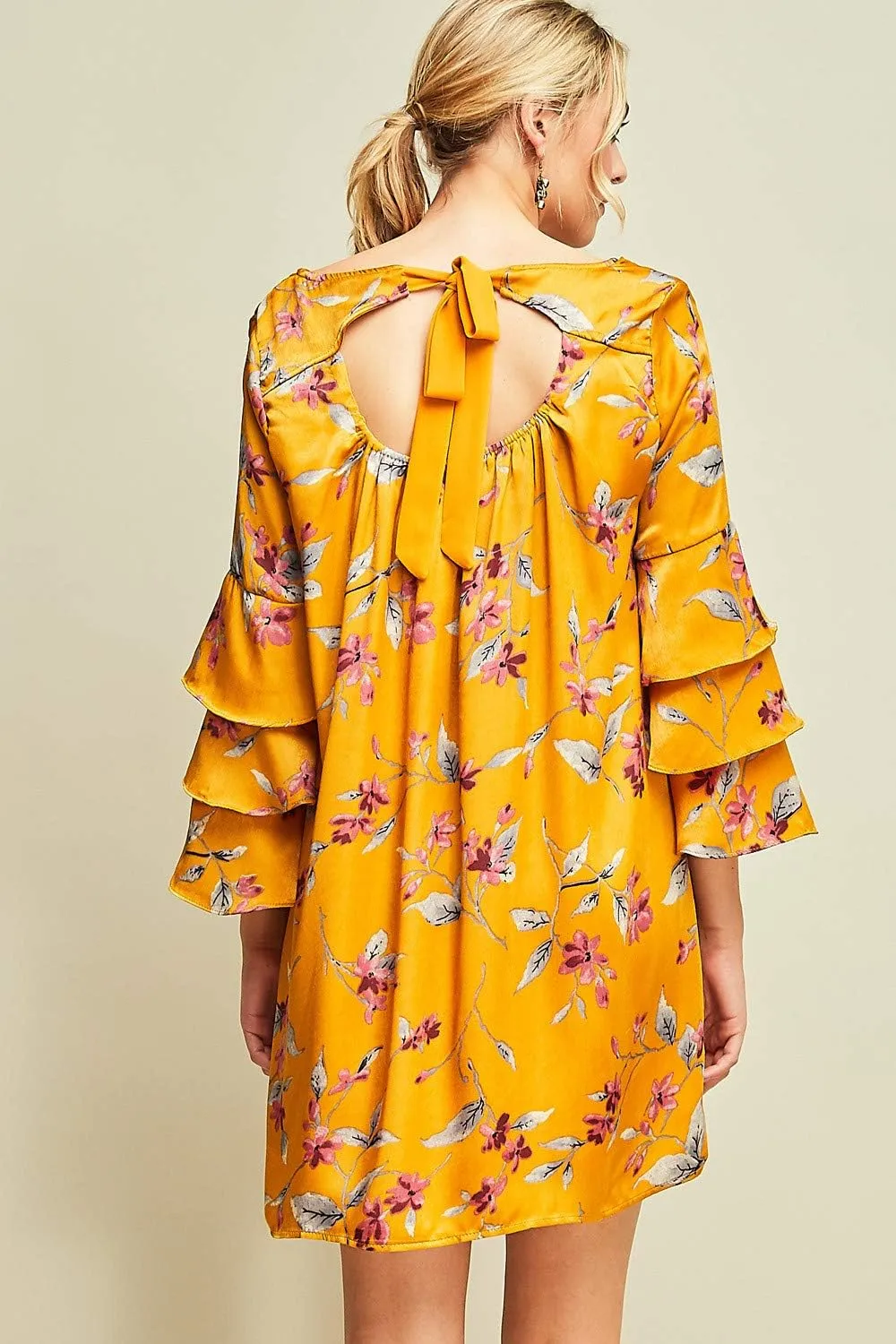 Entro Women's Floral Ruffle Sleeve Mini Dress