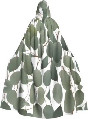 Eucalyptus Leaves Picture Adult Hooded Cape Cloak for Halloween, Role-playing Costumes, and Theme Parties