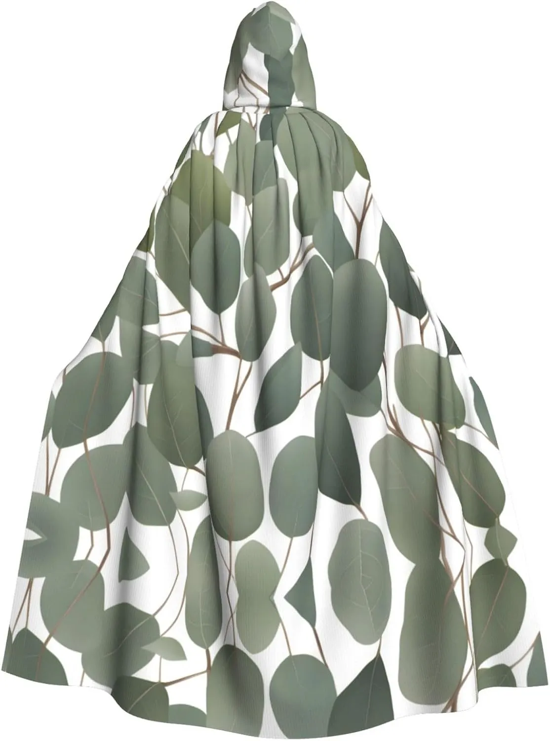 Eucalyptus Leaves Picture Adult Hooded Cape Cloak for Halloween, Role-playing Costumes, and Theme Parties