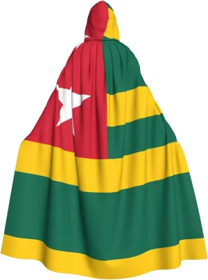Flag of Togo Pattern Adult Hooded Cape Cloak for Halloween, Role-playing, and Costume Parties
