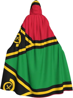 Flag of Vanuatu Pattern Adult Hooded Cape Cloak for Halloween, Role-playing, and Costume Parties