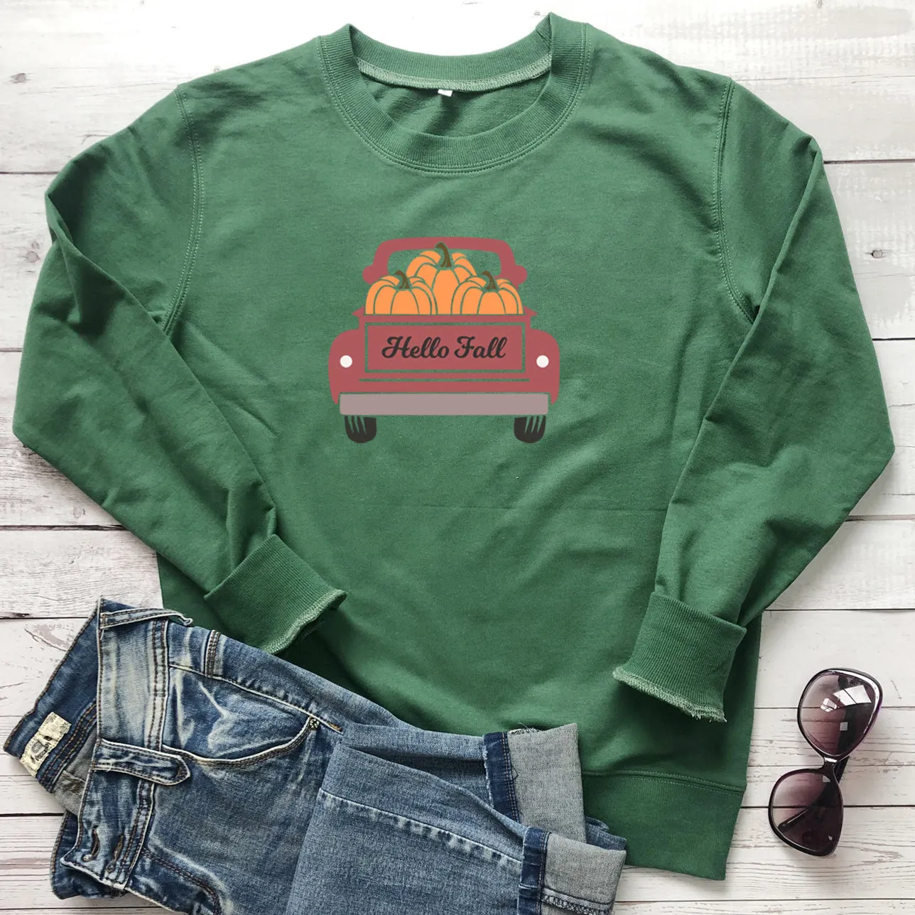 Halloween Pumpkin Car Sweatshirt Wholesale Women Clothing