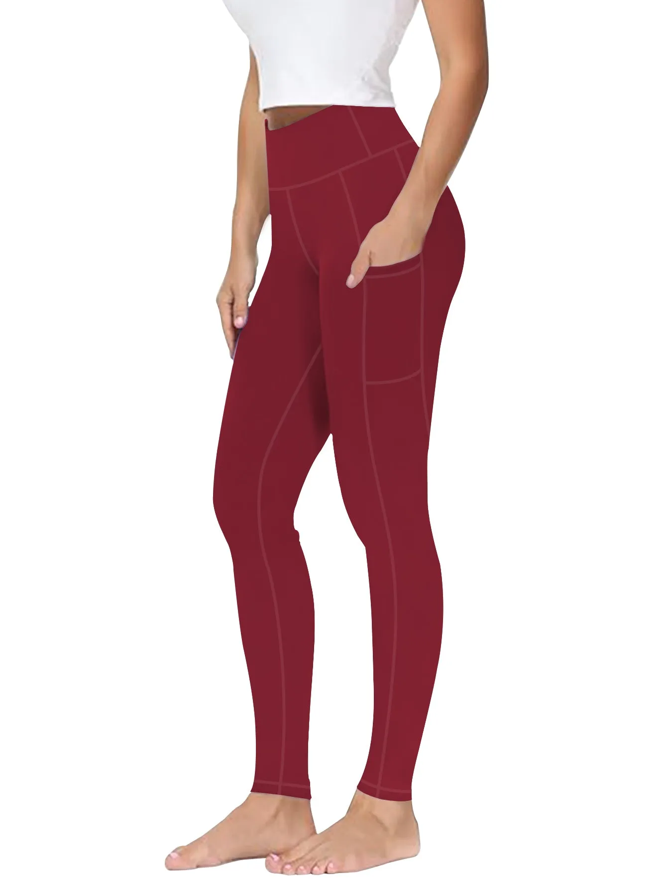High-Waist Yoga Pants with Side Pocket Stretchable Comfortable Workout Leggings for Women Available in S-XXL Perfect for Yoga Gym and Daily Wear