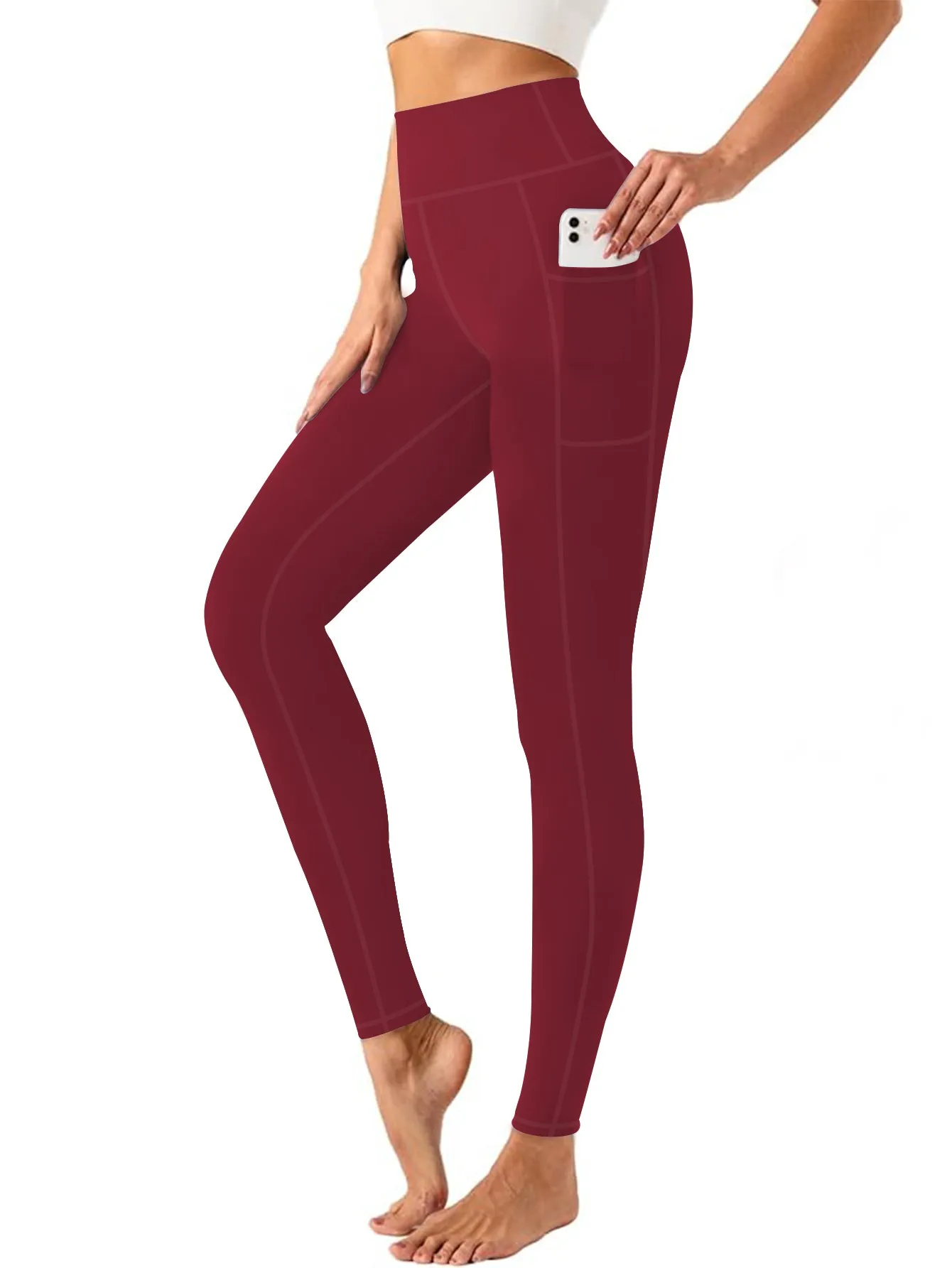 High-Waist Yoga Pants with Side Pocket Stretchable Comfortable Workout Leggings for Women Available in S-XXL Perfect for Yoga Gym and Daily Wear