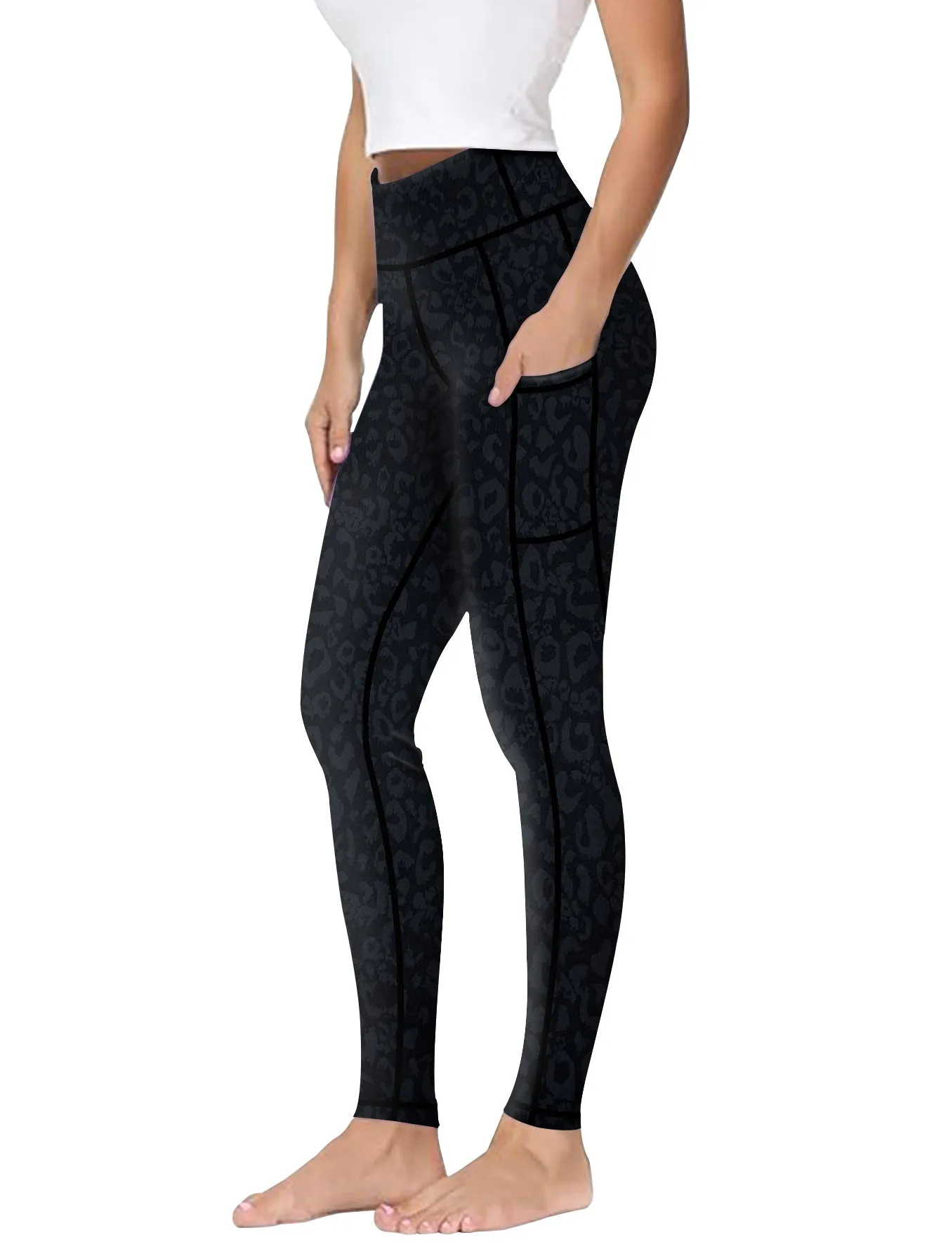 High-Waist Yoga Pants with Side Pocket Stretchable Comfortable Workout Leggings for Women Available in S-XXL Perfect for Yoga Gym and Daily Wear