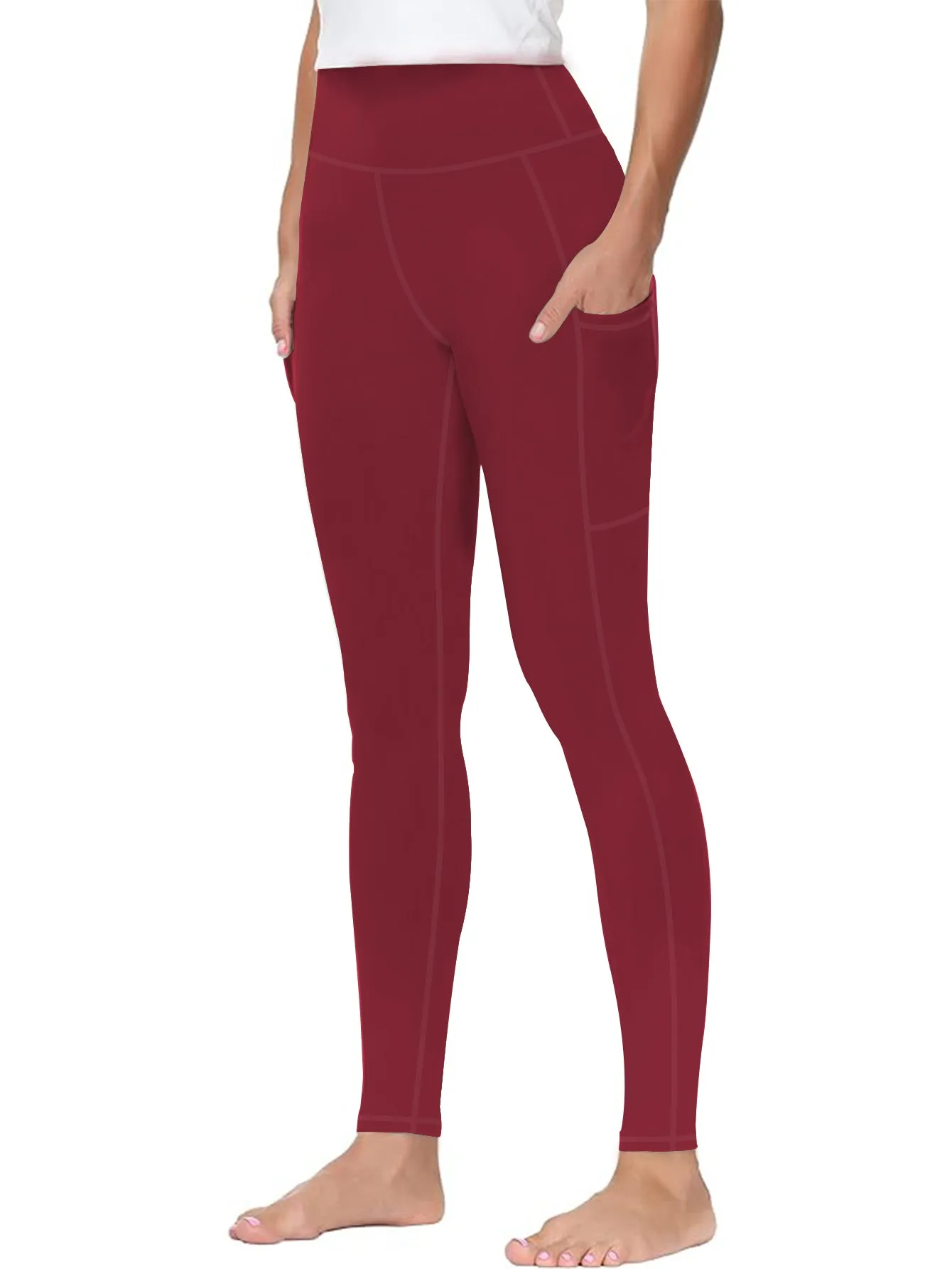 High-Waist Yoga Pants with Side Pocket Stretchable Comfortable Workout Leggings for Women Available in S-XXL Perfect for Yoga Gym and Daily Wear