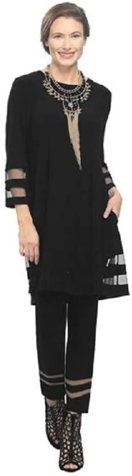 IC Collection Slim Pant w/Stripe Mesh Border - 2536P