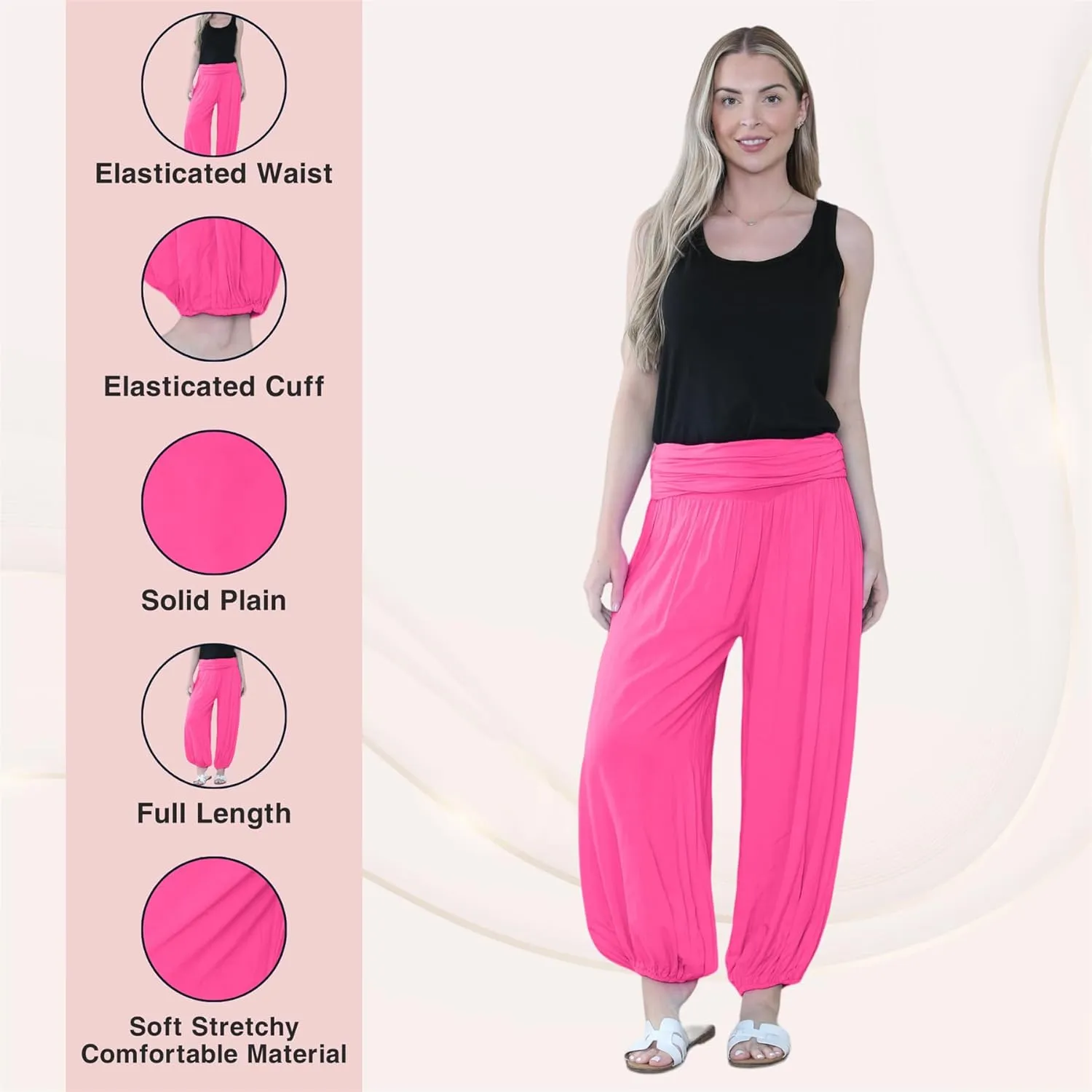 Janisramone Women Italian Baggy Harem Alibaba Pant Trousers, Summer Pants for Women, Yoga Harem Pants for Women
