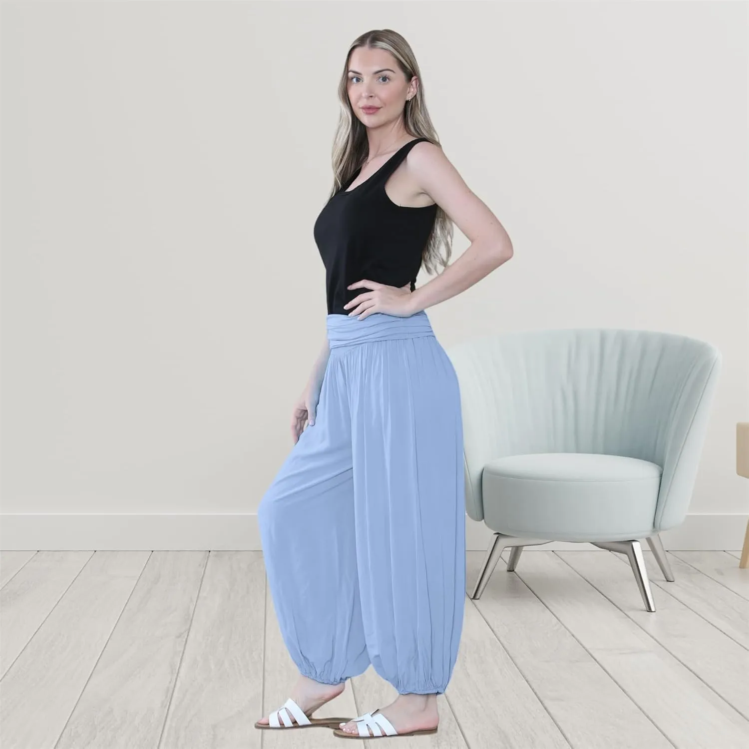 Janisramone Women Italian Baggy Harem Alibaba Pant Trousers, Summer Pants for Women, Yoga Harem Pants for Women