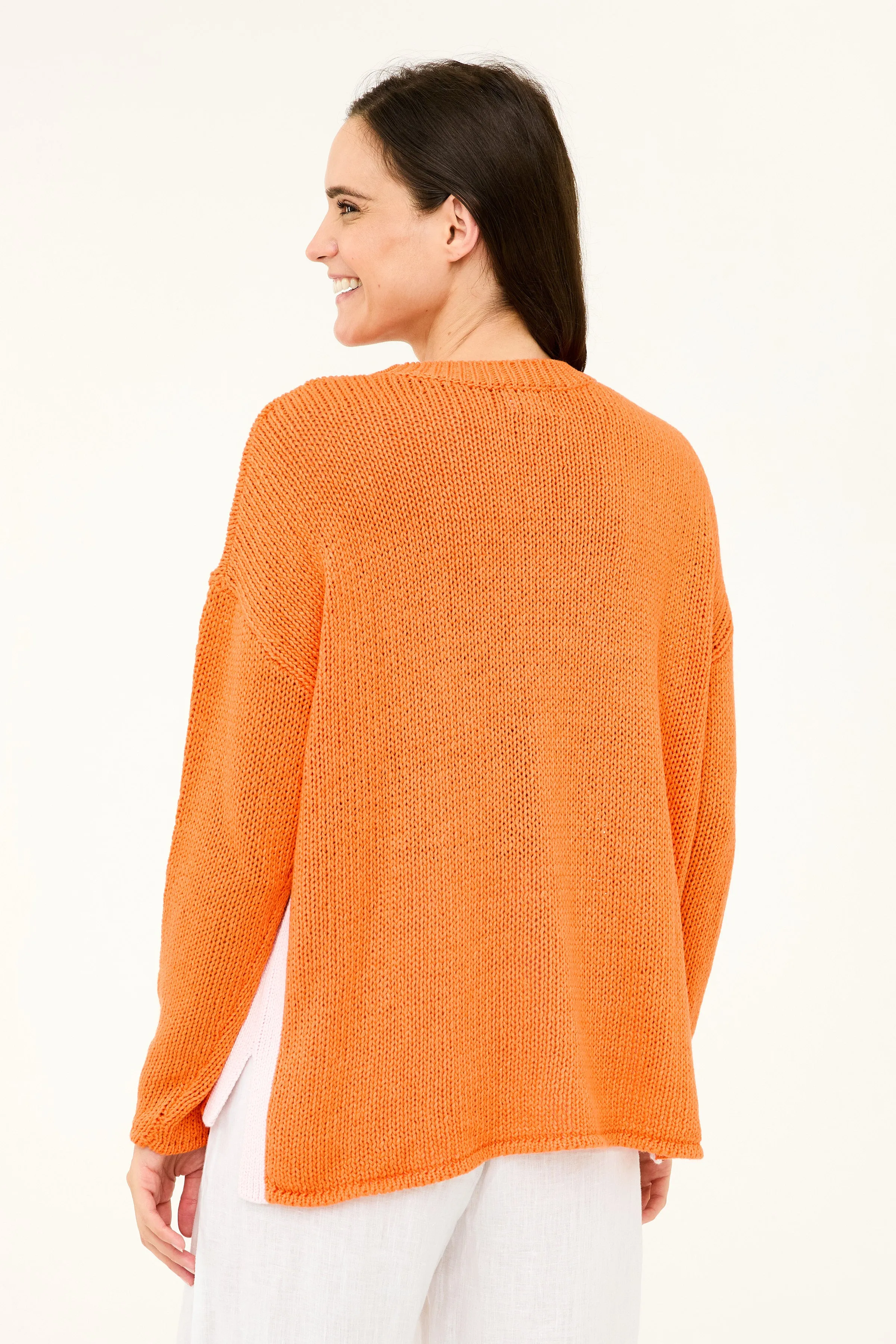 Julie Sweater - Vermillion with Barely Pink