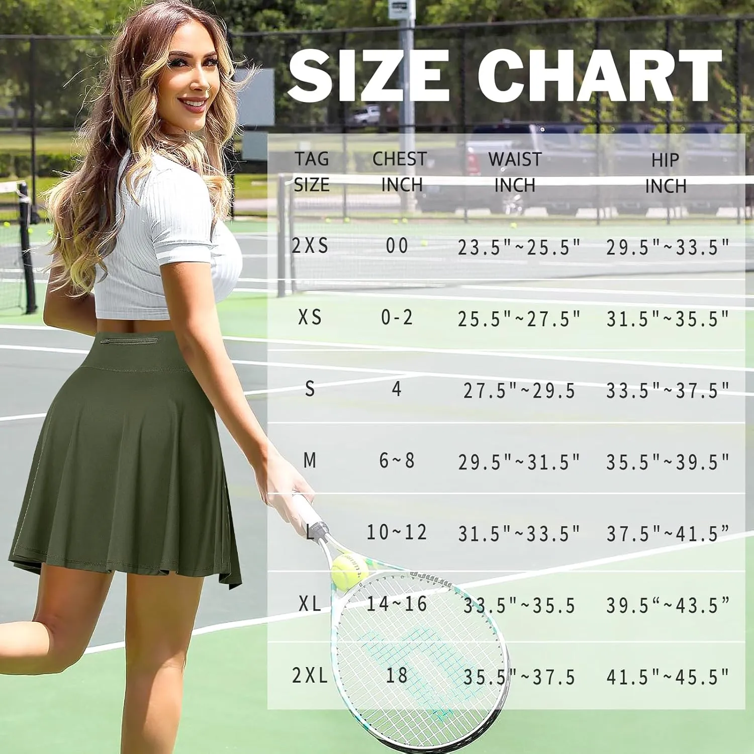 Knee Length Skorts Skirts for Women with Shorts High Waisted 20" Tennis Skirts Athletic Golf Skirt Workout Skort with Pockets