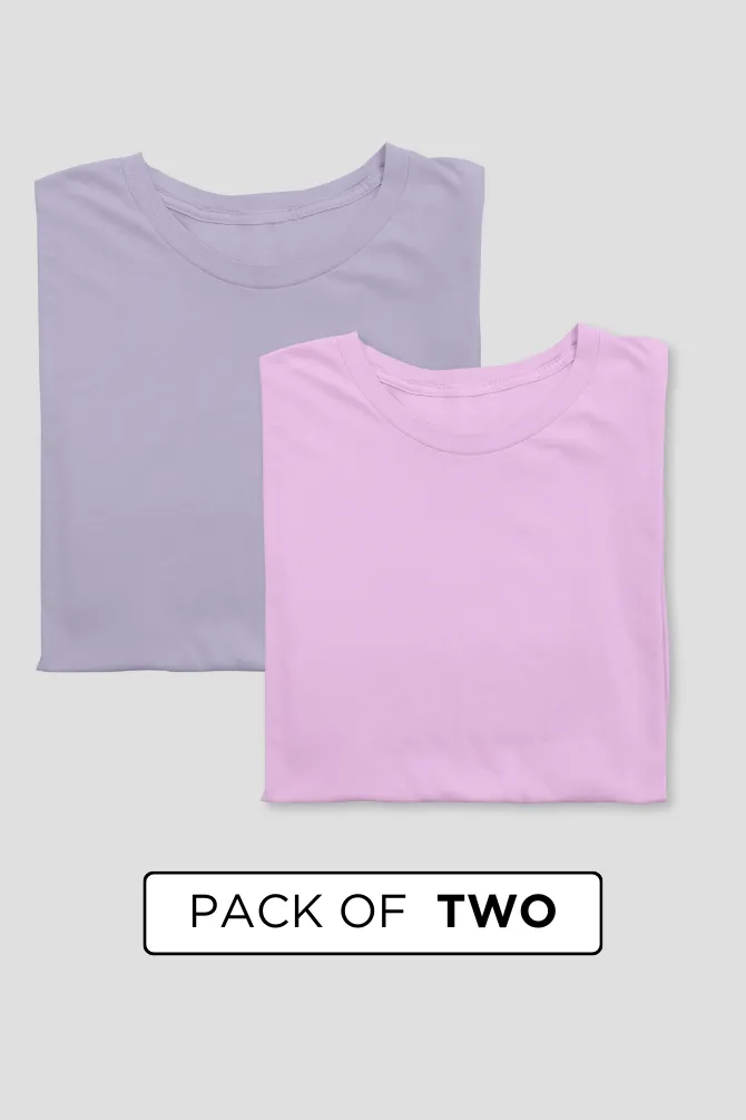 Lavender and Light Pink Plain T-shirts Combo for Women