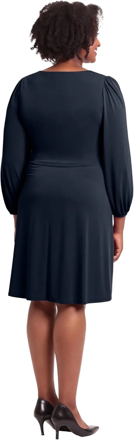 London Times Women's Side Waist Tie Fit and Flare Dress