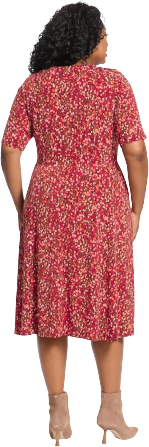 London Times Women's Side Waist Tie Fit and Flare Dress