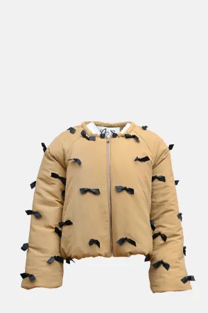 Lucienne Leather Bow Tie L/Slv Jacket Khaki