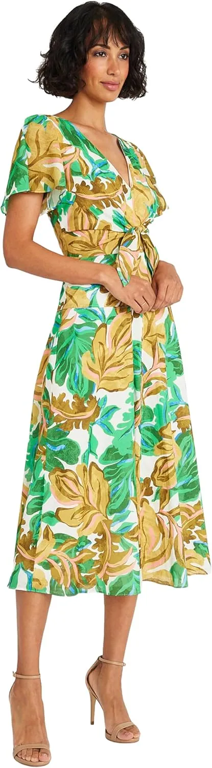 Maggy London Women's Wrap Flare Midi Dress